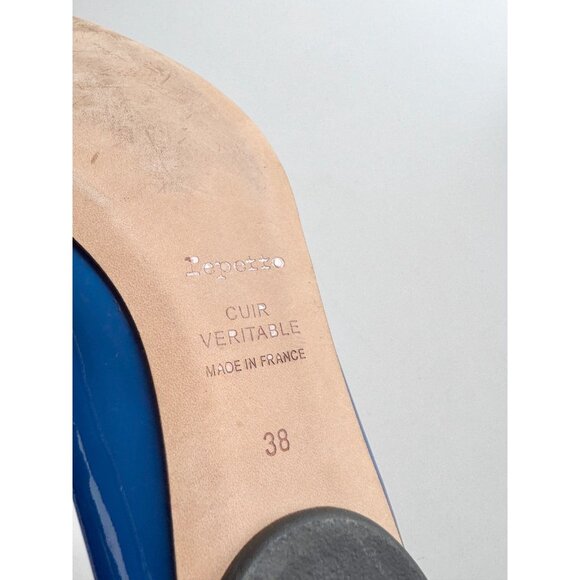 REPETTO Brigitte Cobalt Blue Patent Leather Pointed Toe Ballet Flats, Size 38 - Picture 12 of 14